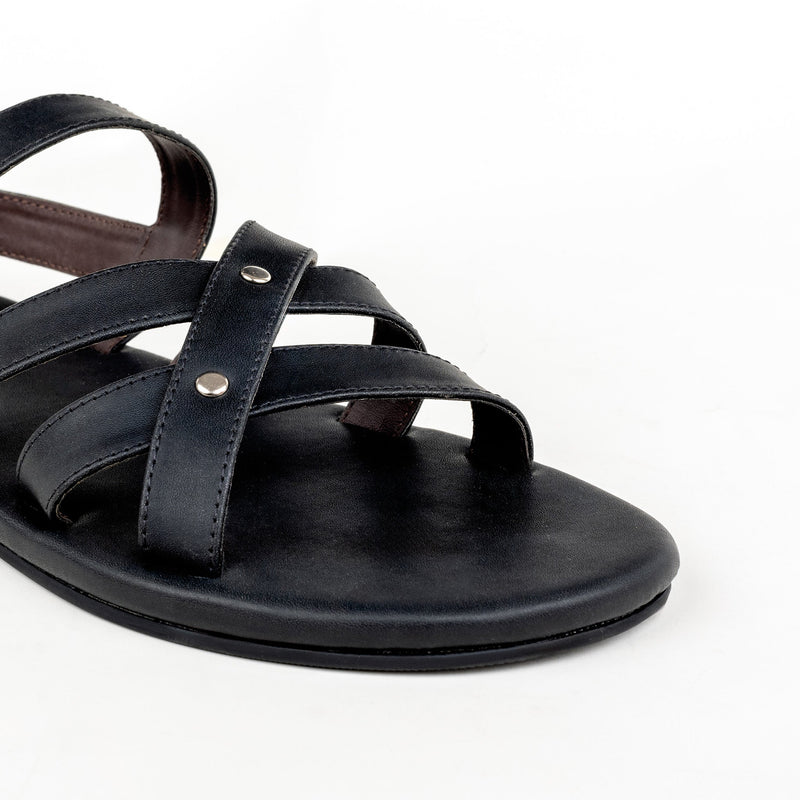 Ray Crossover Vegan Leather Black Men Sandals