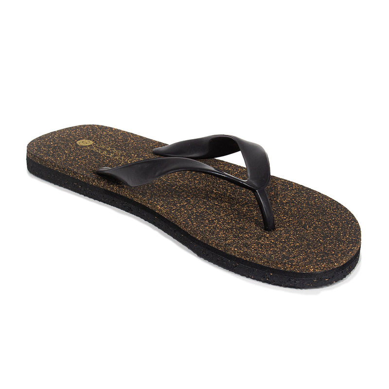 Exis Thong-Strap Cork Black Flip-Flops For Men