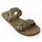 Lumi Dual-Strap Cork Green Women Slides