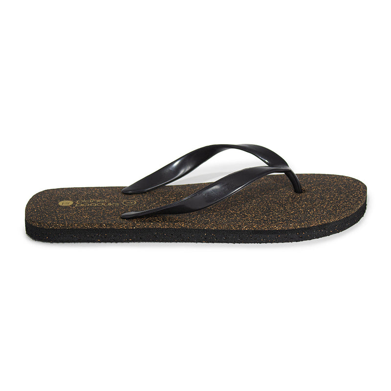 Exis Thong-Strap Cork Black Flip-Flops For Men