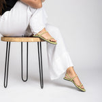 Lily Dual-Strap Vegan Leather Green Women Sandals