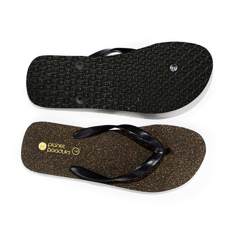 Exis Thong-Strap Cork Black Flip-Flops For Men