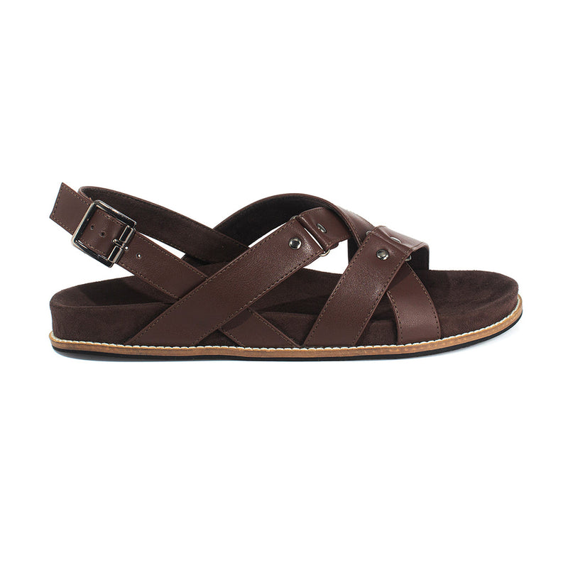 Fox Luxe Crossover Vegan Leather Brown Men Sandals