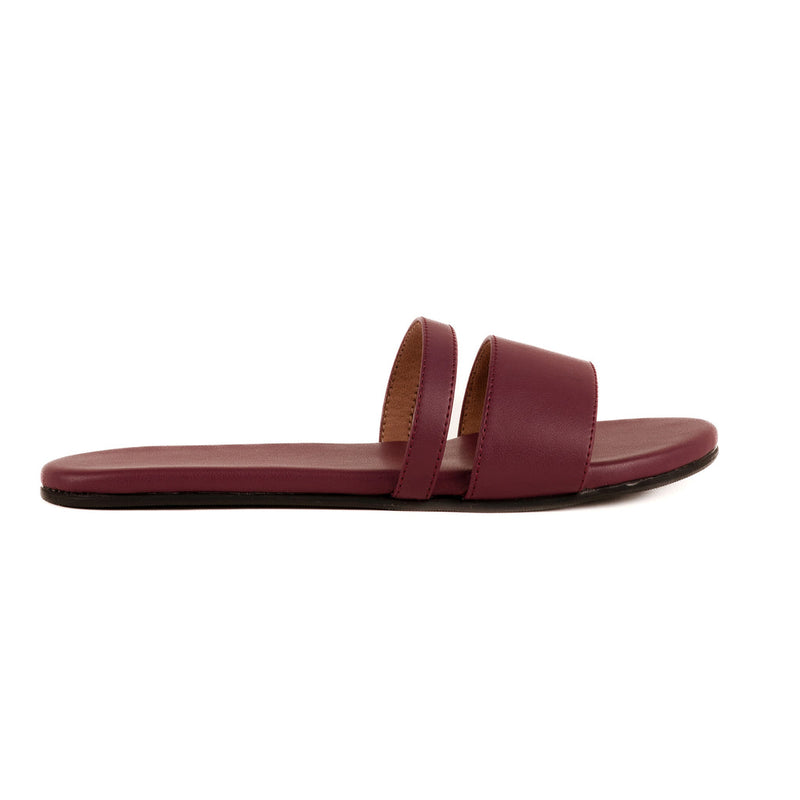 Tev Cloak Vegan Leather Maroon Women Slides