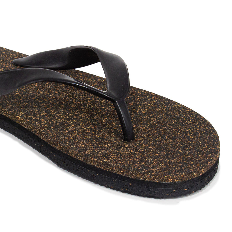 Exis Thong-Strap Cork Black Flip-Flops For Men