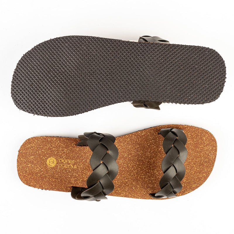 Lumi Dual-Strap Cork Brown Women Slides