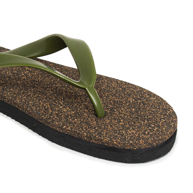 Exis Thong-Strap Cork Green Flip-Flops For Men