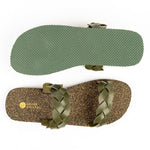 Lumi Dual-Strap Cork Green Women Slides