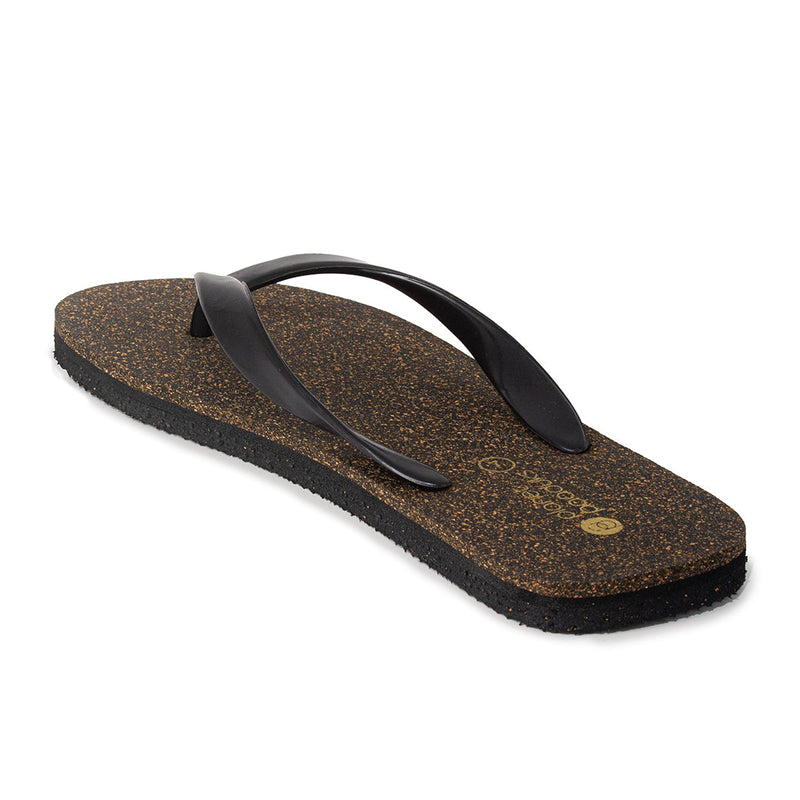 Exis Thong-Strap Cork Black Flip-Flops For Men