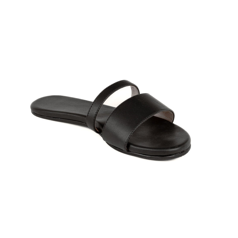 Tev Cloak Vegan Leather Black Women Slides