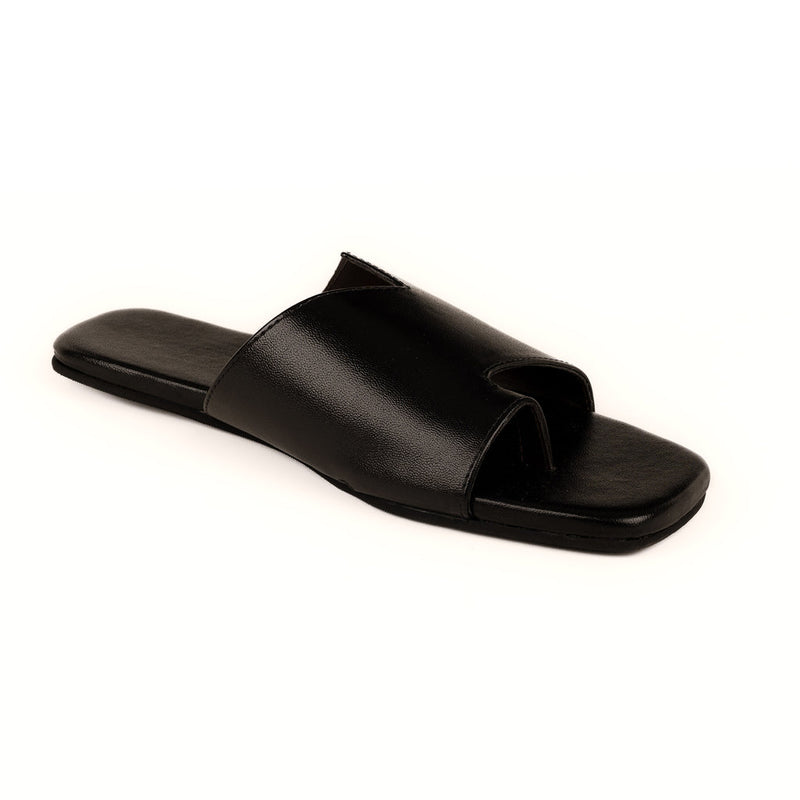 Yuna Cloak Vegan Leather Black Women Slides