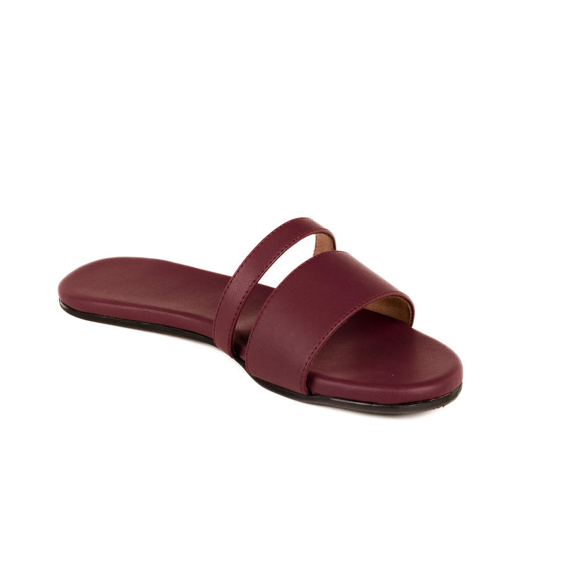 Tev Cloak Vegan Leather Maroon Women Slides