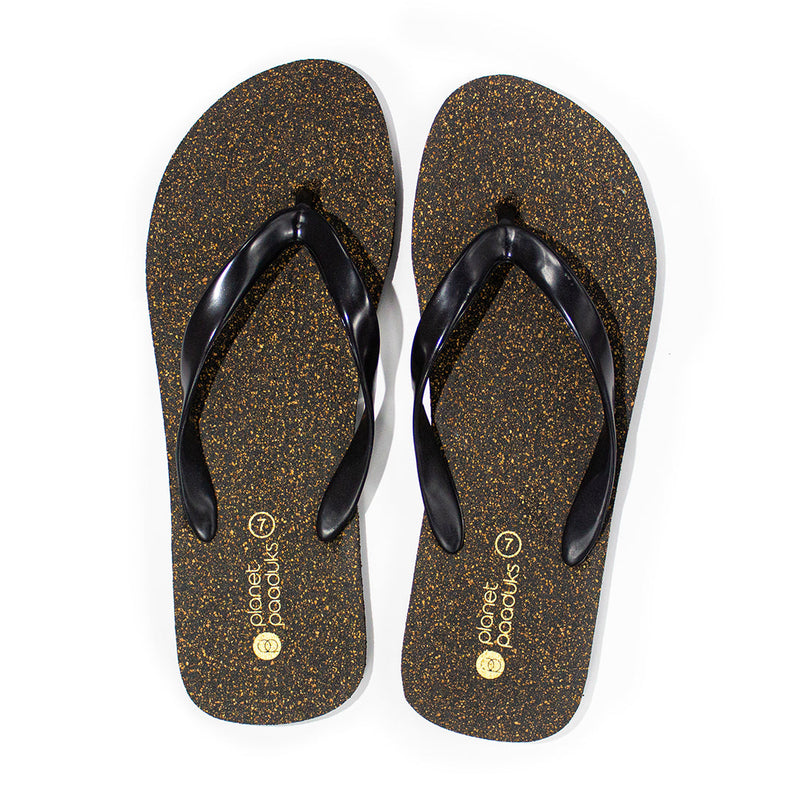 Exis Thong-Strap Cork Black Flip-Flops For Men