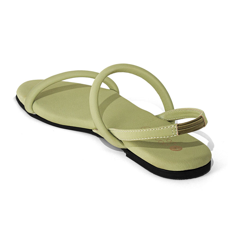 Lily Dual-Strap Vegan Leather Green Women Sandals