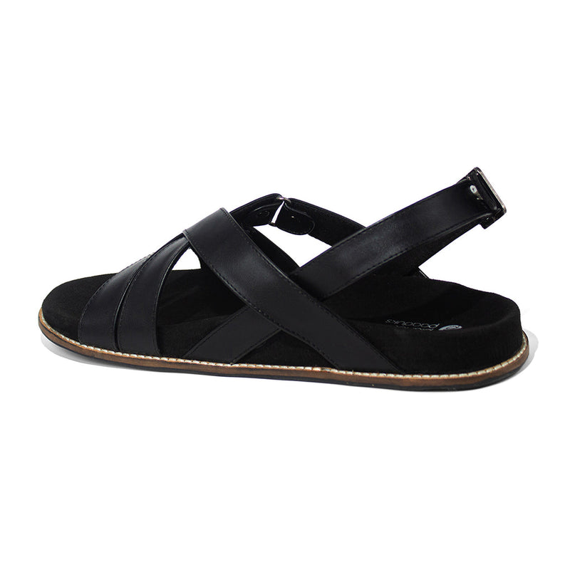 Fox Luxe Crossover Vegan Leather Black Men Sandals