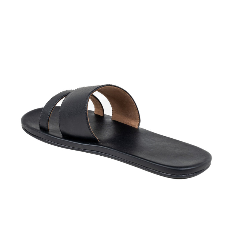 Tev Cloak Vegan Leather Black Men Slides