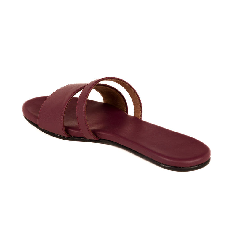 Tev Cloak Vegan Leather Maroon Women Slides