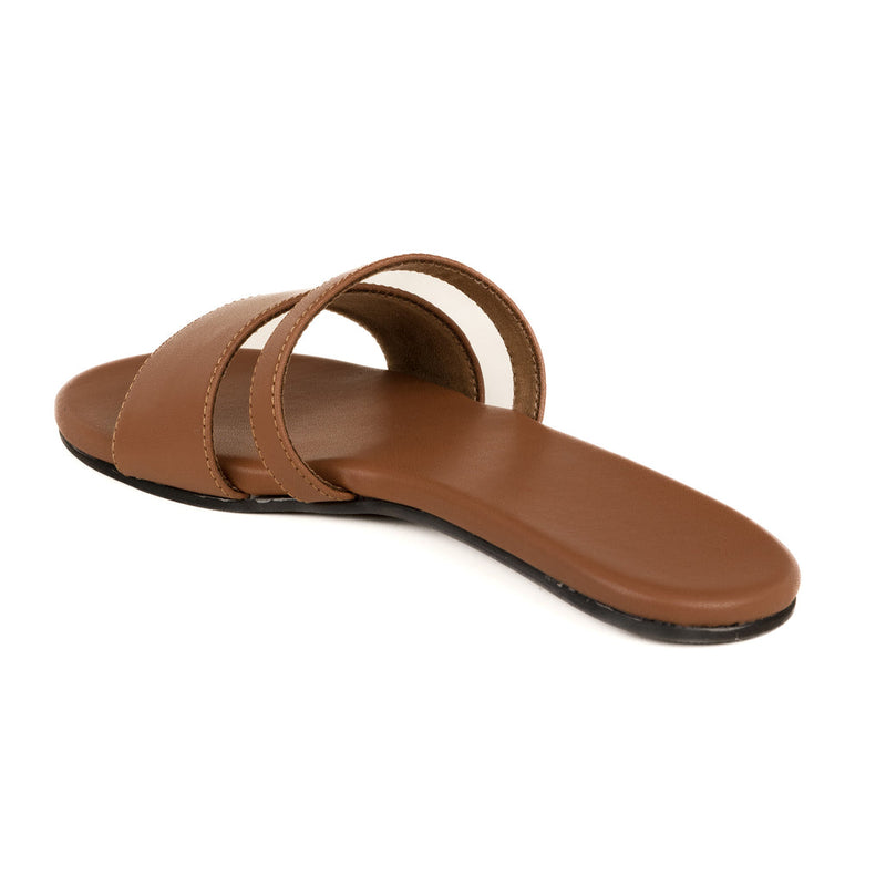 Tev Cloak Vegan Leather Tan Women Slides