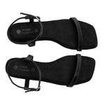 Zoe Luxe Ankle-Strap Vegan Leather Black Women Sandals