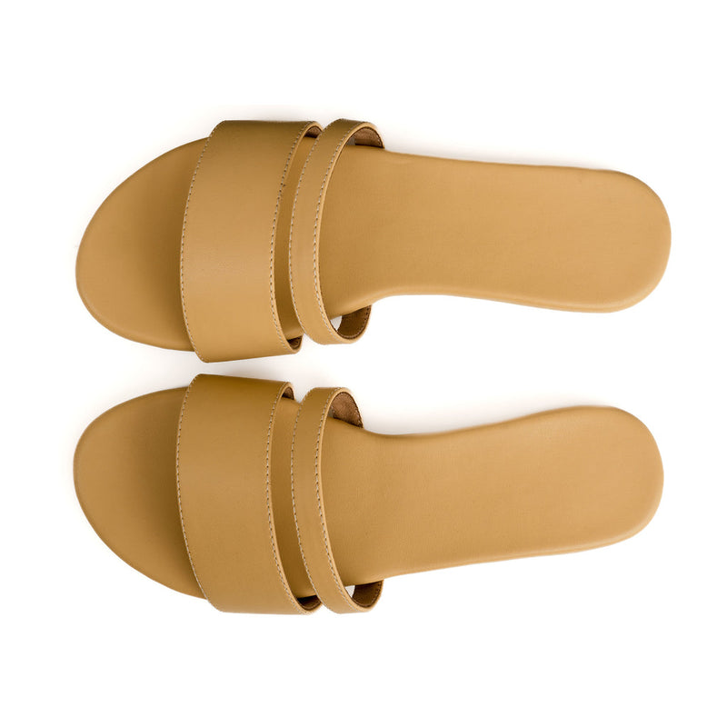 Tev Cloak Vegan Leather Yellow Women Slides