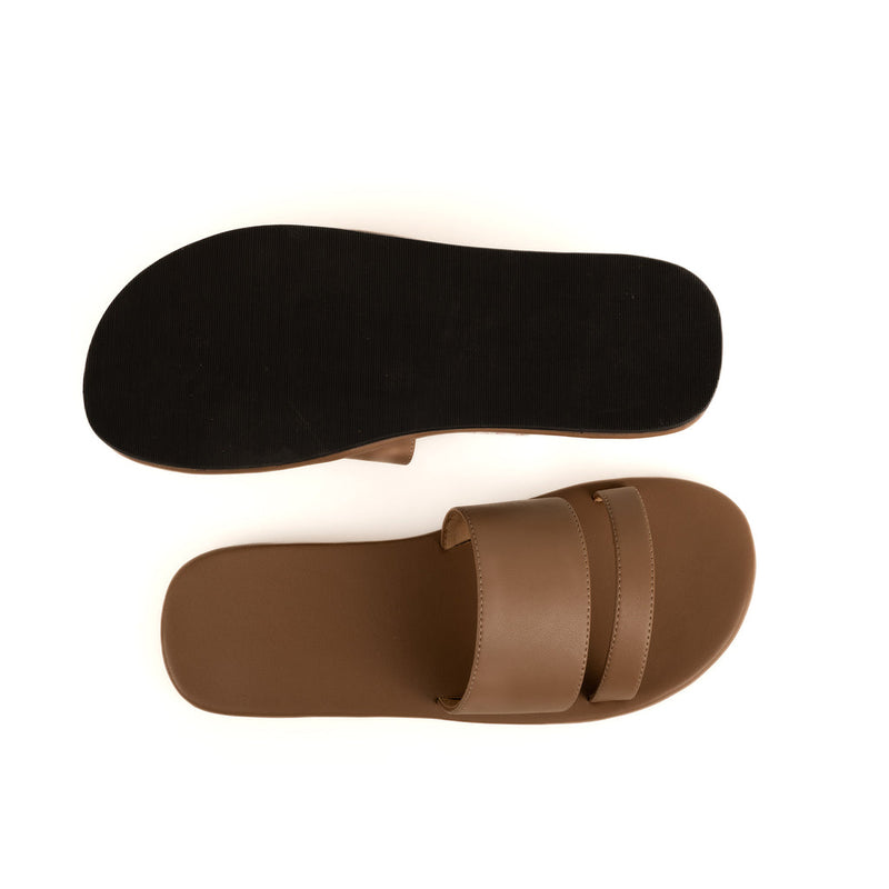 Tev Cloak Vegan Leather Brown Men Slides