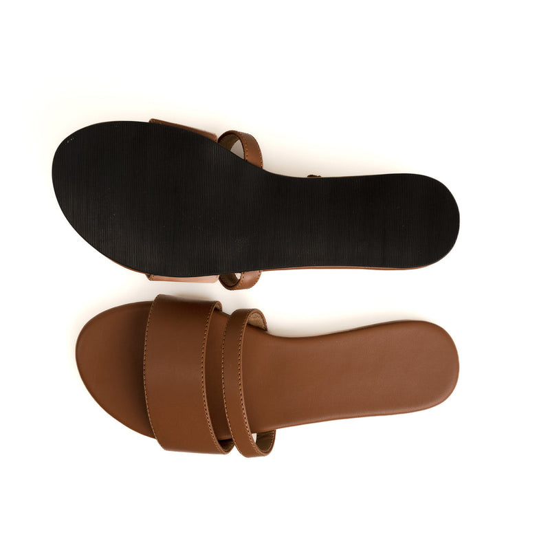 Tev Cloak Vegan Leather Tan Women Slides