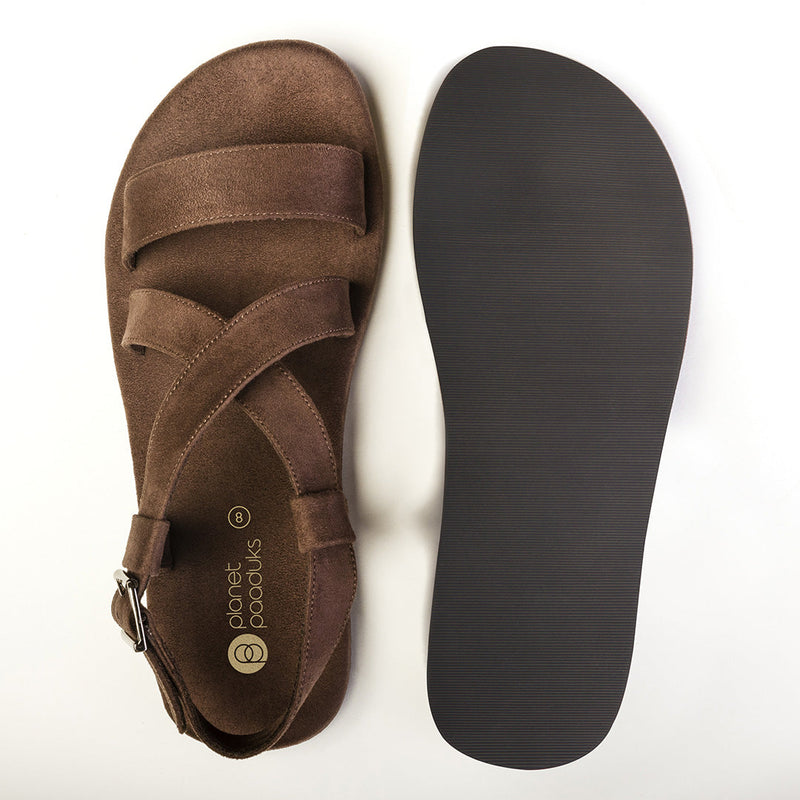 Calor Luxe - Crossover Vegan Suede Brown Men Sandals