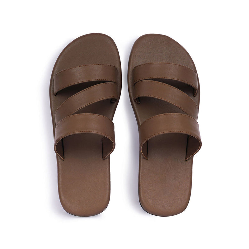 Adi Crossover Vegan Leather Brown Slides Men