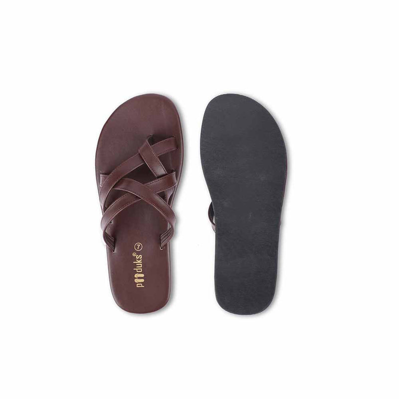 Radial Crossover Vegan Leather Slides Men